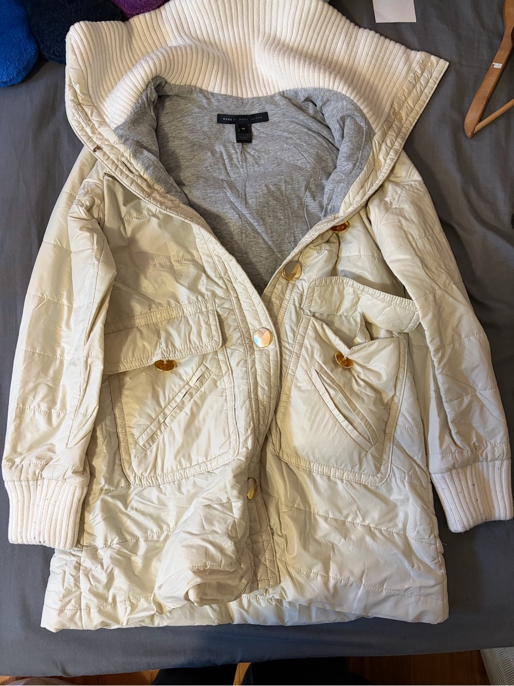 marc by marc jobs Women’s Cream Puffer Coat with Rib Trim
